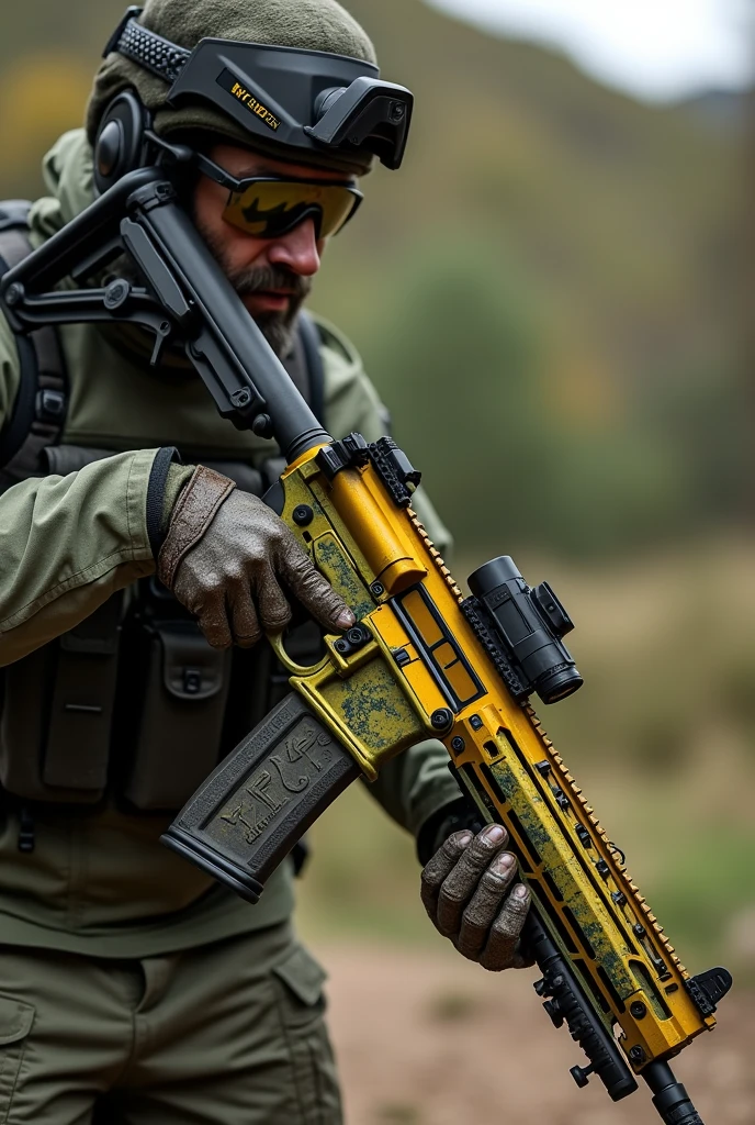 Krytac Lvoa c I want an original paint design with military green and mustard yellow colors