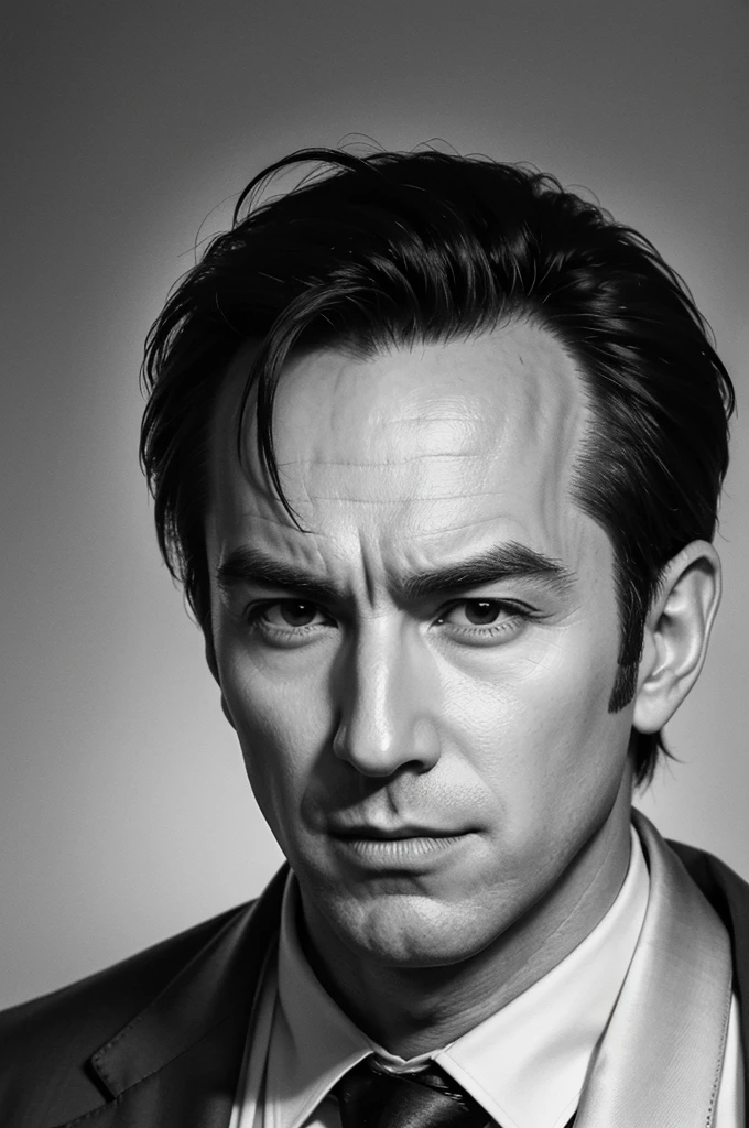 Drawing of a man in a tie and shirt, Saul Goodman from breaking bad, Simple drawing, Saul Goodman!, John Liebert, portrait of Saul Goodman, Portrait of Bob Odenkirk, John Liebert mixed with alucard, Tony Sturt style, drawn in the style of mark arian, Professional sketching, outline sketch