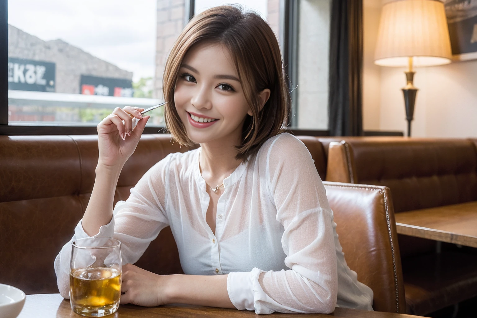((Highest quality、8k、masterpiece:1.3))、Whiskey bottles、The Macallan、Joni Black、Old Parr、whiskey、Suntory、Nikka、slimカップル、modelカップル、(Realistic, Intricate details:1.2), full-course dinner、Whiskey bottle and glass on the table、Single Malt、scotch、Rocks glass、Shot Glass、On the rock、Scotland、Amazing view of the sunset sky and clouds、A bright smile、The wonderfulness of smile、 Beautiful Face, blue eyes, The light shines on your face, blush, short hair,Bright Face、 (Age 37), 3,Two beauties、Brown Hair、Shortcuts、Long sleeve shirt、dress、Beautiful woman 1, (slimな顔), (The body is slim), (Brown Hair), (Shortcuts), cheeks turn a little red,Attractive beauty、restaurant, In a prominent place (From the waist up) Nova Frog Style, actress, model, Upper Body, White wine, slim, smile, (smile: 1.15), Beautiful fine grain, Depth f/2,saturation, High Contrast, Strong light and shadow,Moist Body:1.5、3D texture、Delicate eyes、Brown Hair、The hair is very shiny、