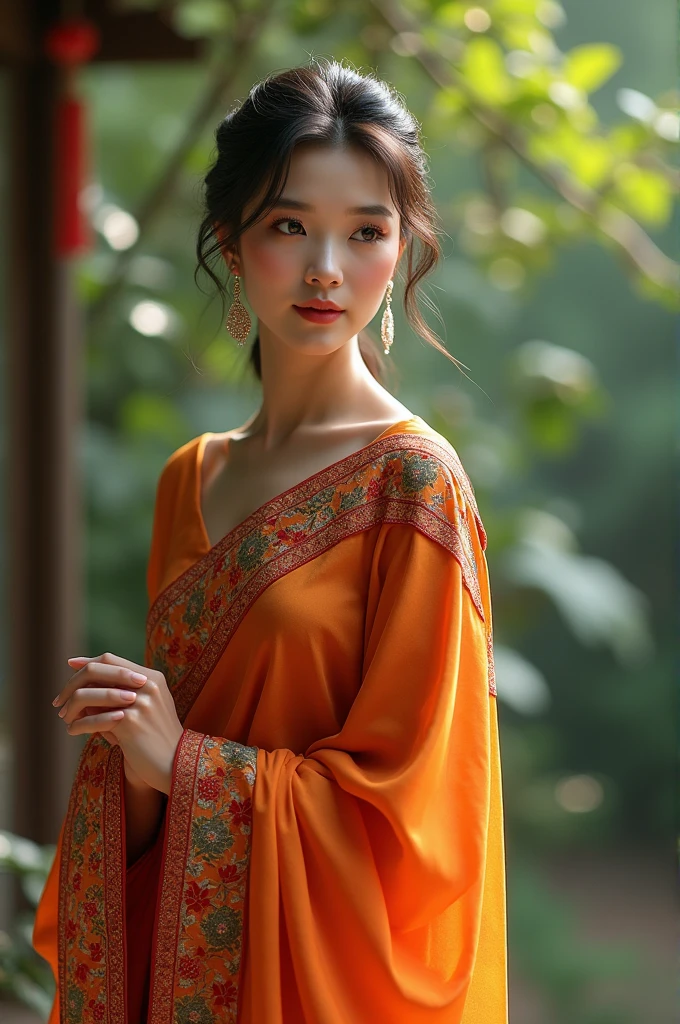 Mature Chinese girl wore saree 