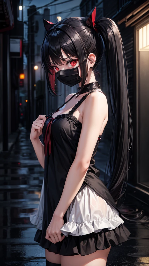 1girl, Walter White, gijinka, lewd outfit, naked apron, fishnet stockings, refined crotch, glasses, hentai mask, dark brown hair, pastel-colored UNDERWEAR, (masterpiece:1.2), (best quality:1.3), (blush), (aesthetic face).