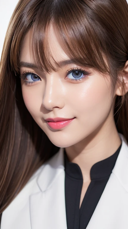 (Companion Girl), (Hugeおっぱい:1.2), Blue Companion Costume、Standing posture,High heels、Tokyo Motor Show、Looking into the camera、(masterpiece: 1.3), (Maximum resolution: 1.4), (ultrahd: 1.2), Cinematic Light, ultrahd,blush:1.2、 (Detailed eyes and skin), (Detailed facial features),, 8k resolution, Perfect Style, Beautiful expression、Very detailedな顔と肌の質感、Detailed eyes、double eyelid、eye shadow:1.2、Blue eyeliner:1.2、Glowing Skin、(White skin:1.6)、Red lipstick、Dark lipstick:1.2、Shiny小さなイヤリング、Shiny唇:1.2、((Full Body Shot:1.2))、(Straight Long Hairstyles、Light brown hair)、(とても魅力的なsmile:1.2)、Latex bodysuit、Knee-high boots、Huge 、Long brown hair、Shiny, Oily skin、Glowing Skin、Indoor competition pool、White skin、flying debris, Highest quality, Realistic, Very detailed, finely, High resolution, 8K Dende wallpaper, One beautiful woman,, Light brown messy hair, Wear a business suit, Sharp focus, Perfect dynamic composition, Beautiful and detailed, Detailed Hair, Detailed Realistic skin texture, smile, Close-up portrait, Model body type