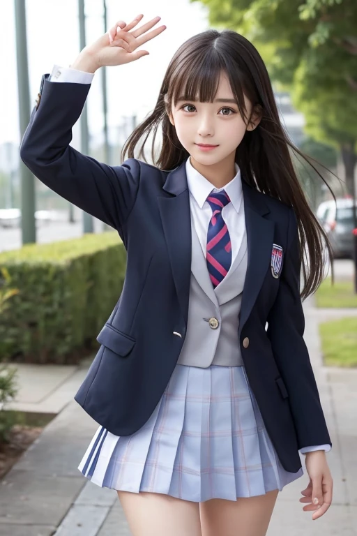 Cute Girls、high school girl、Idol、uniform、blazer、mini skirt、See-through、Fluttering in the wind