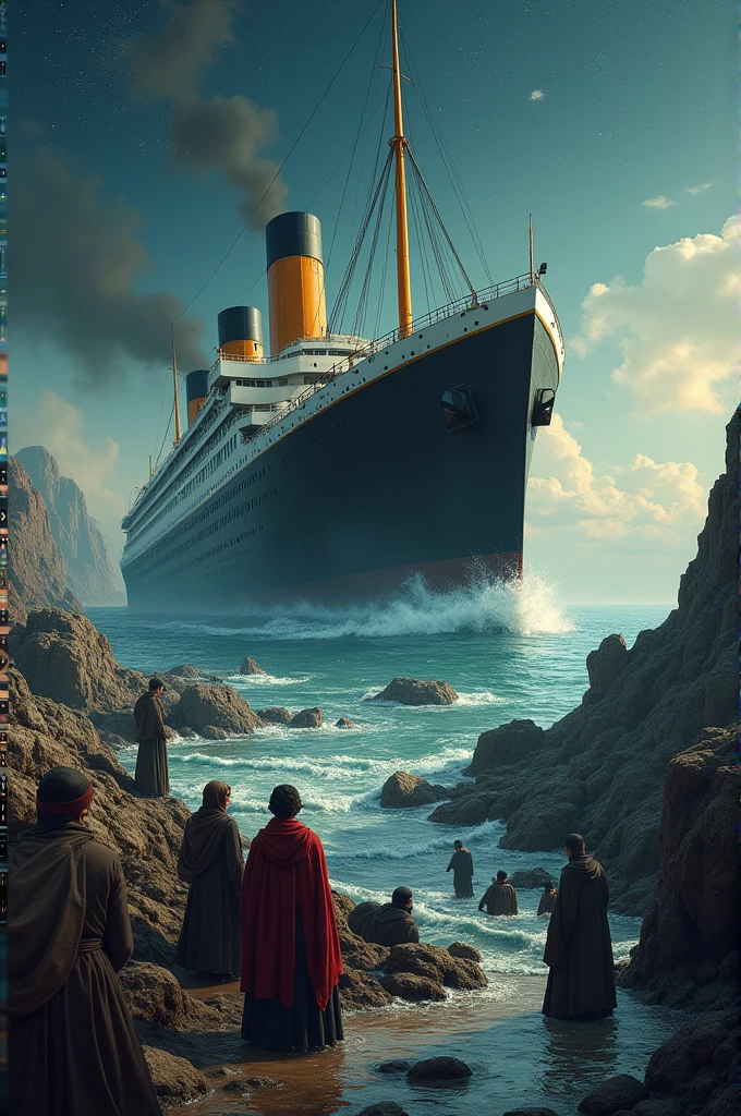 Draw titanic sinking in Armenia with Armenian people sinking