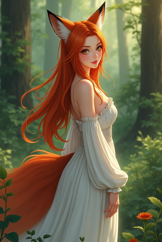 1girl, clothes tug, dress tug, see-through, backlighting, wind, wind lift, facing viewer, wedding dress, bridal veil, falling petals, head wreath, forest, lace, lingerie, masterpiece, best quality, highly detailed, (masterpiece), kushina, solo, long hair, looking at viewer, blush, blue eyes, red hair, hairclip, large breast, ,