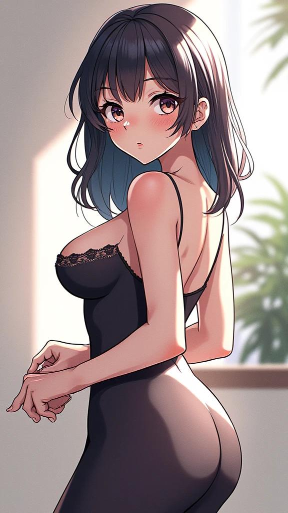 Cette fille position sexy sans culotte