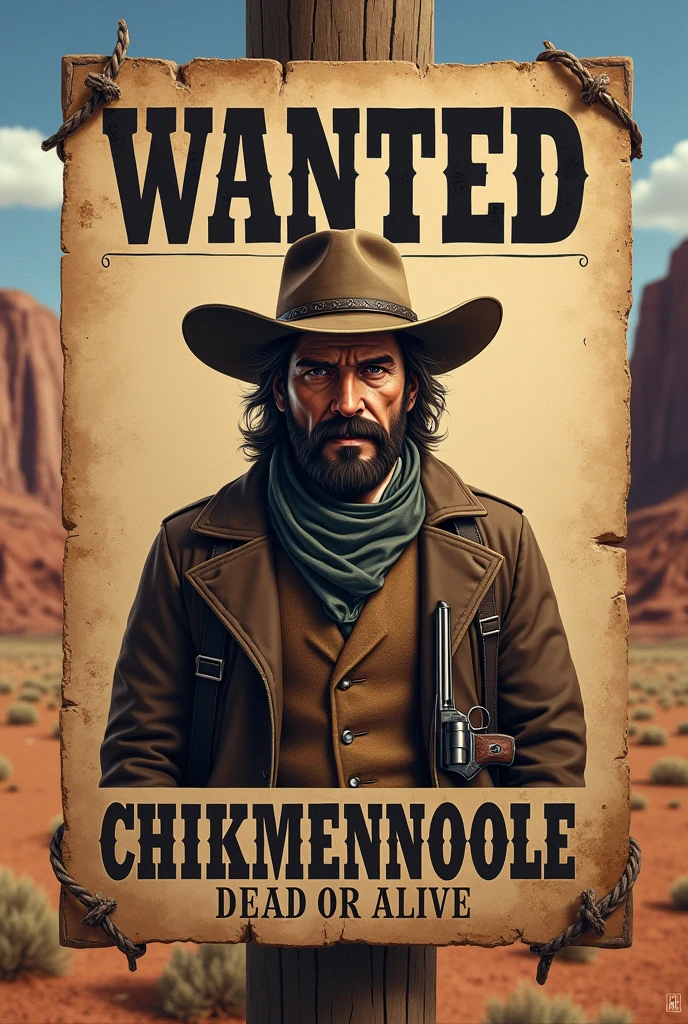 Wild west gang poster that's says chikmenoodle wanted dead or alive