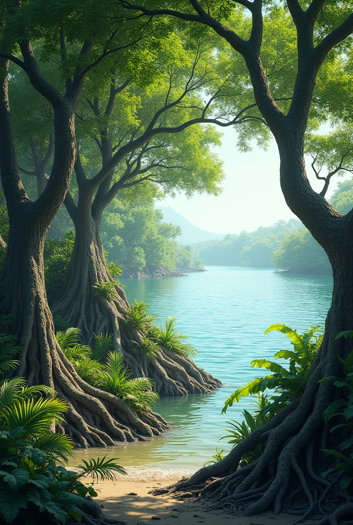 Mangrove forest, from the bay of JIQUILISCO El Salvador, without flooding, with vegetacupin from the area