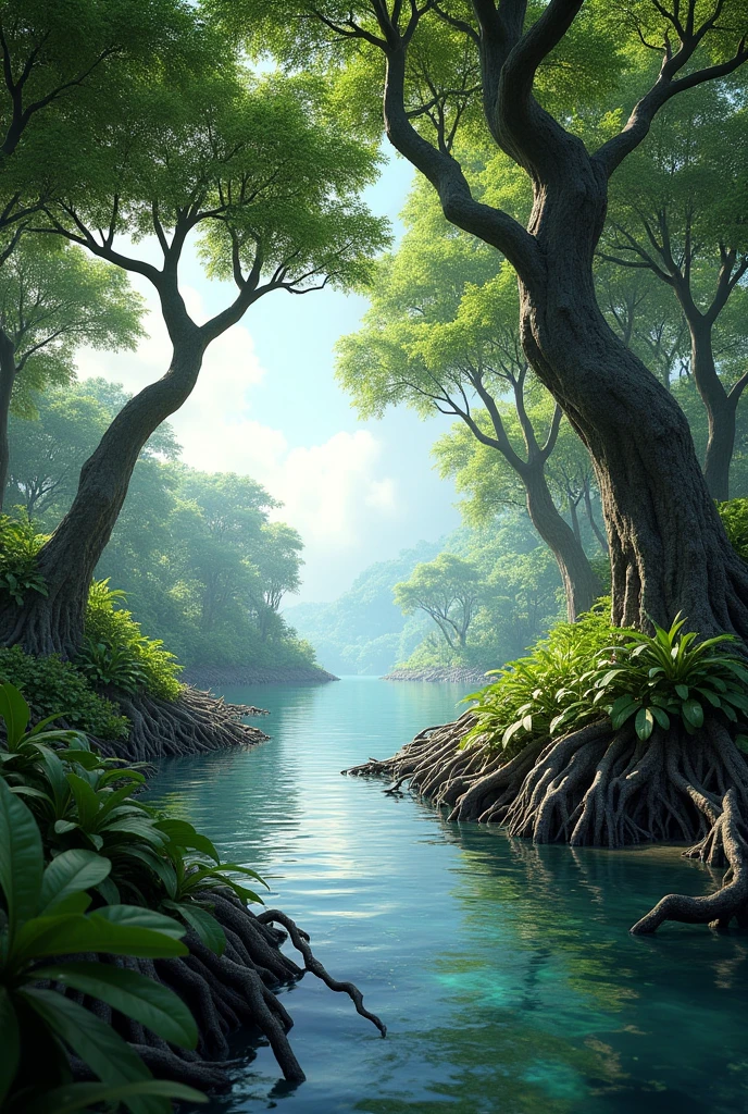 Mangrove forest, from the bay of JIQUILISCO El Salvador, without flooding, with vegetacupin from the area