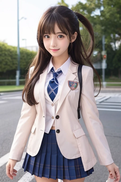 Cute Girls、high school girl、Idol、uniform、blazer、mini skirt、See-through、Fluttering in the wind