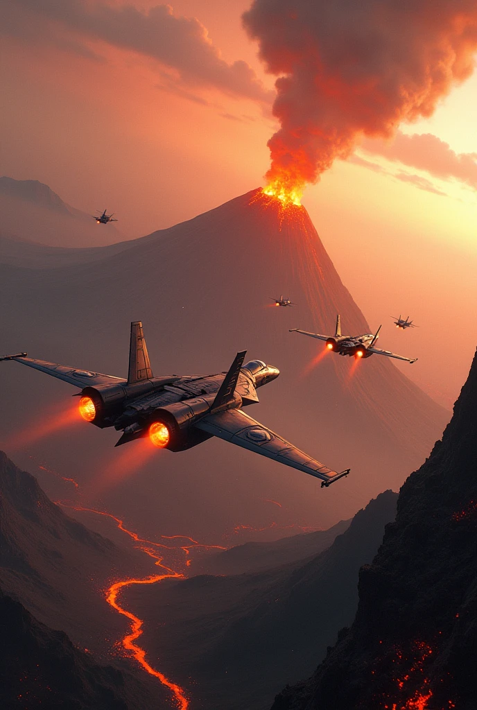 Volcano World, Fighter aircraft, sci-fi