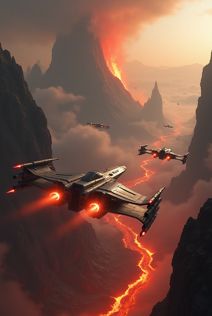 Volcano World, Fighter aircraft, sci-fi, Star Wars Style