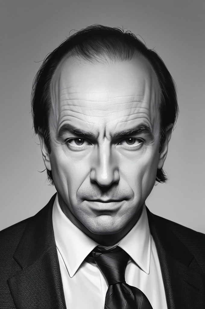 Drawing of a man in a tie and shirt, Saul Goodman from breaking bad, Simple drawing, Saul Goodman!, John Liebert, portrait of Saul Goodman, Portrait of Bob Odenkirk, John Liebert mixed with alucard, Tony Sturt style, drawn in the style of mark arian, Professional sketching, outline sketch