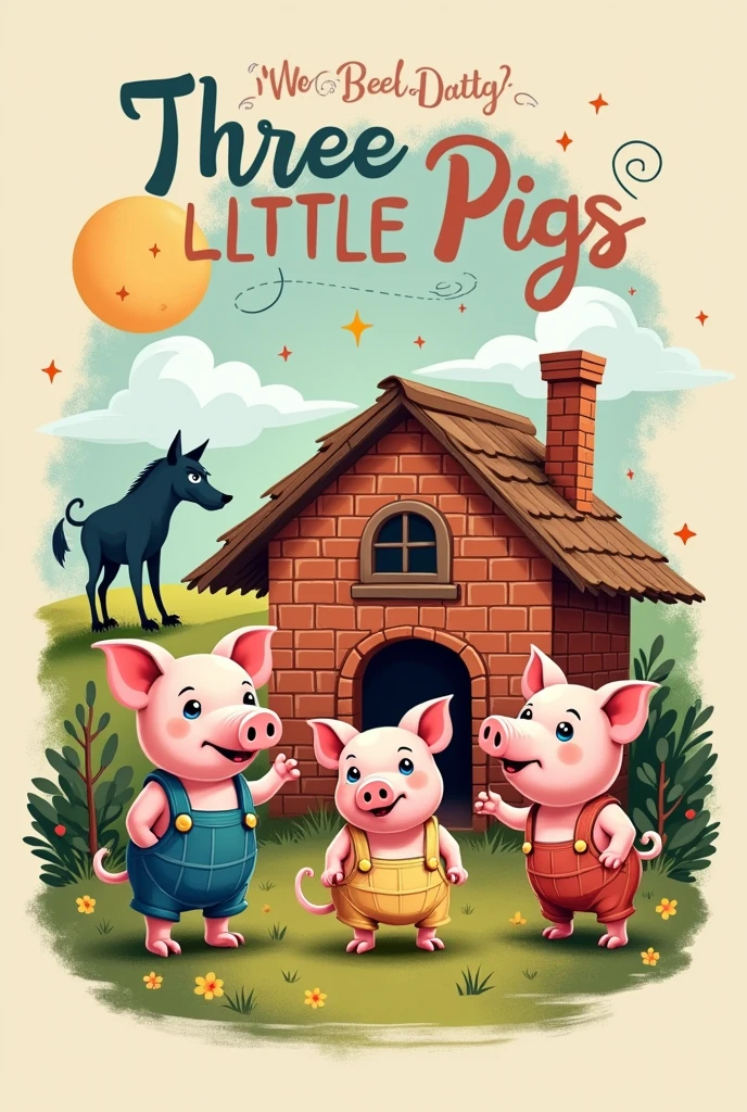 A template for a shirt about the three little pigs 