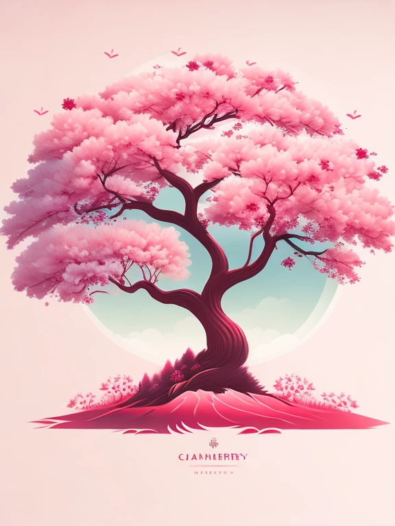 a cherry tree, design de camiseta, rzminjourney, arte vetorial