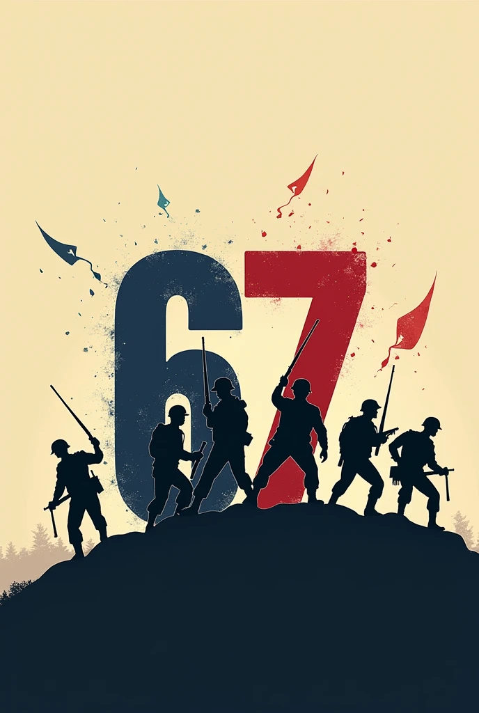 picture with number 6 that Malaysia independent day  (picture no people no background just number 67 with army who are struggle to make independent)
."