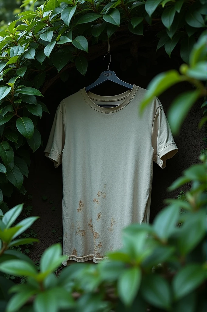 I found a tshirt under deed bushes of tree