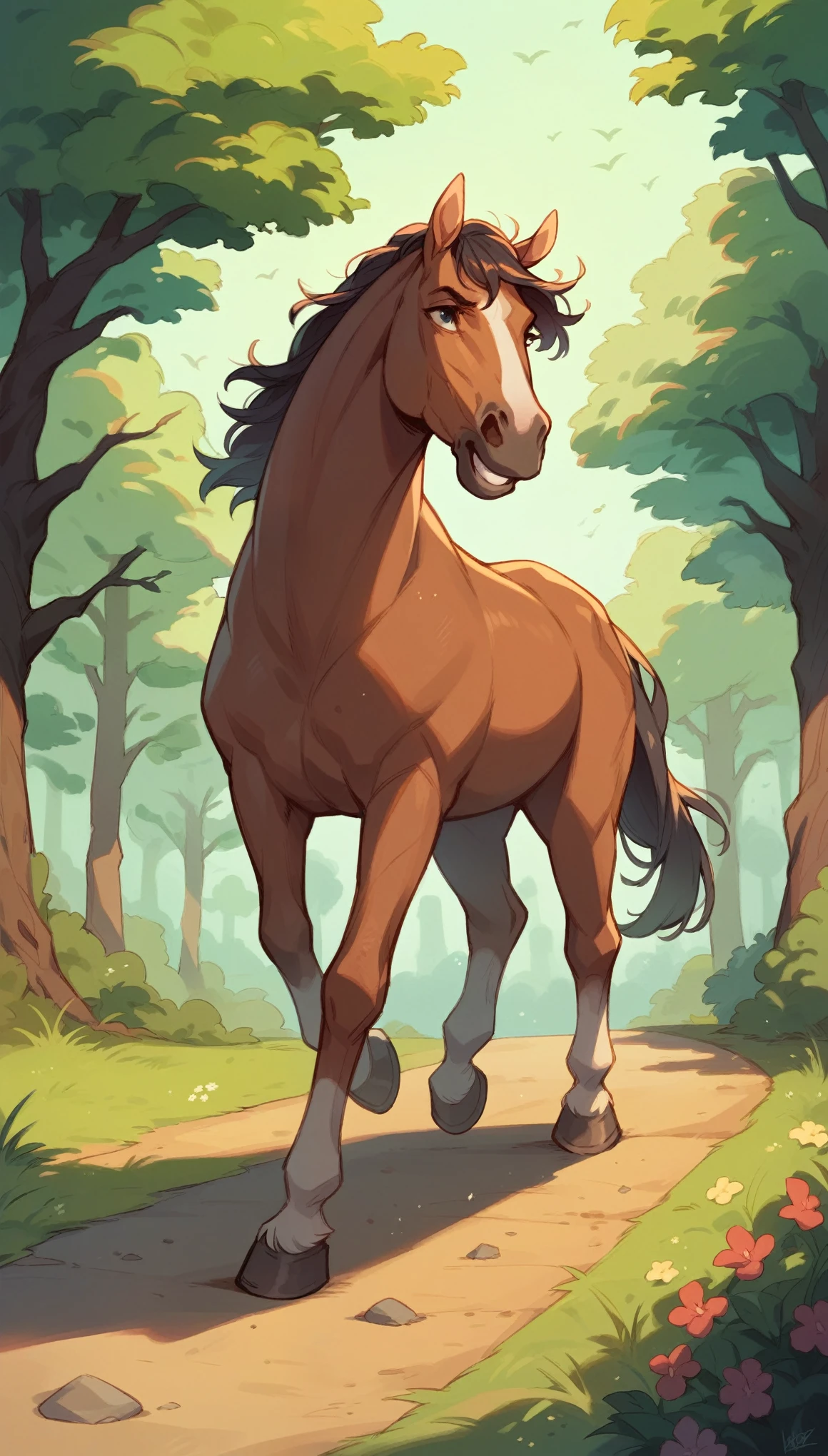 A horse running on the steppe