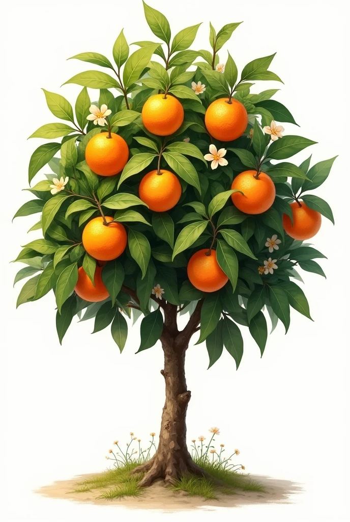 A small hand-painted orange tree without background