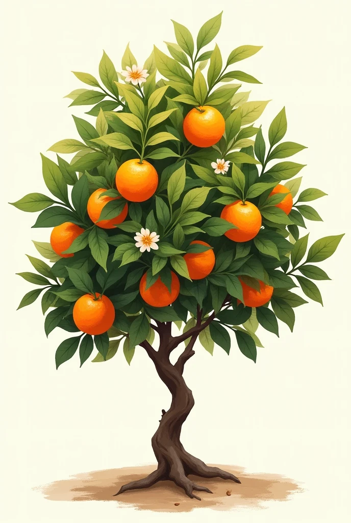 A small hand-painted orange tree without background