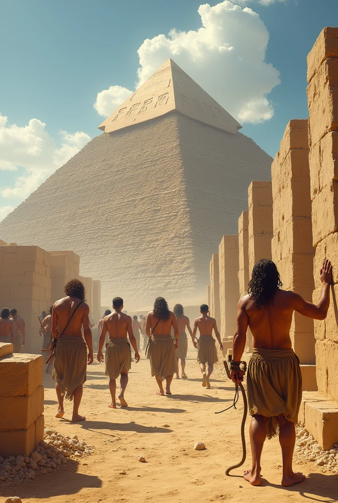 ancient people working on pyramid