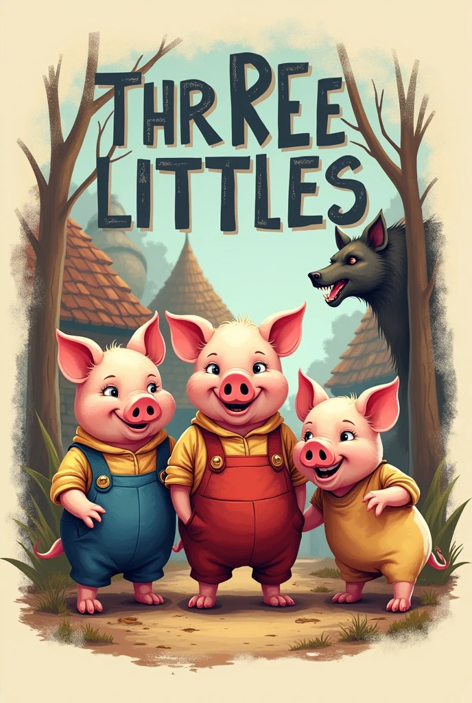 Um modelo para camisa sobre the three little pigs com legenda " the three little pigs "
