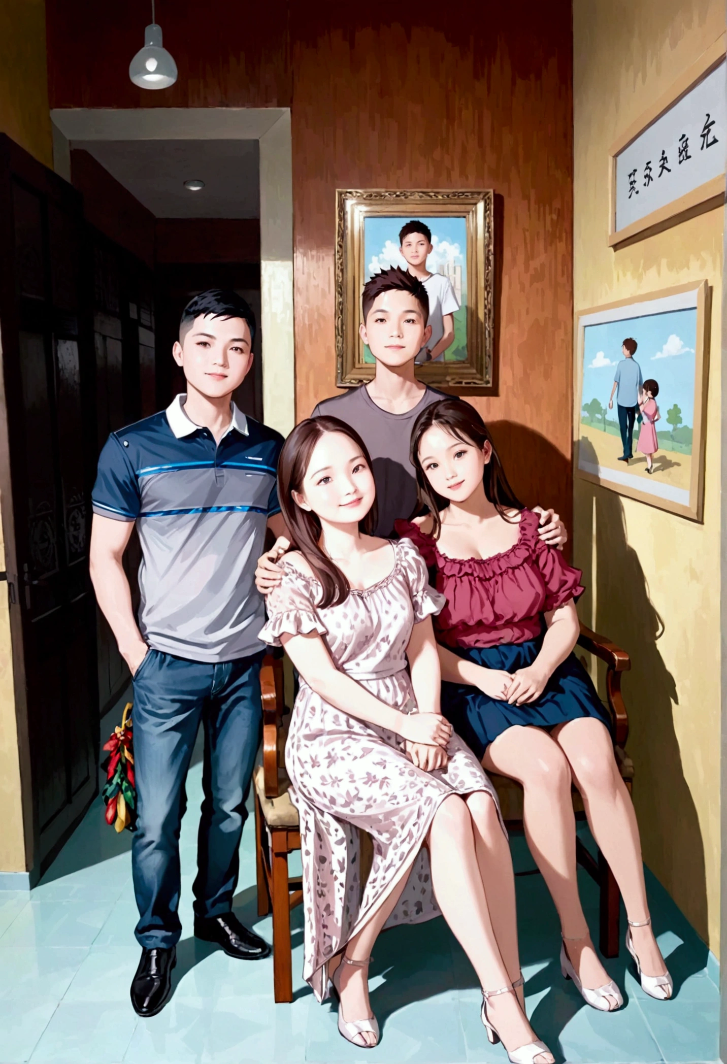 Make them a 6 shadow of a happy family 3 son's 1 daughter