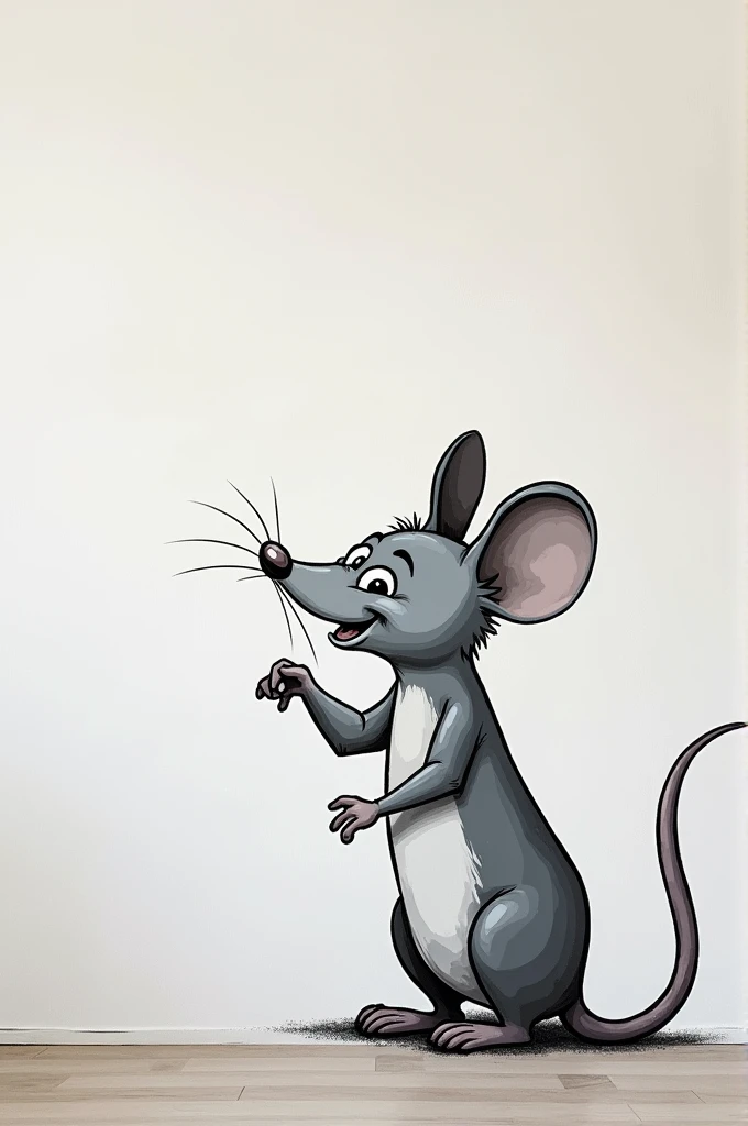 Big Mouse paint on the wall solid white colour sides nature