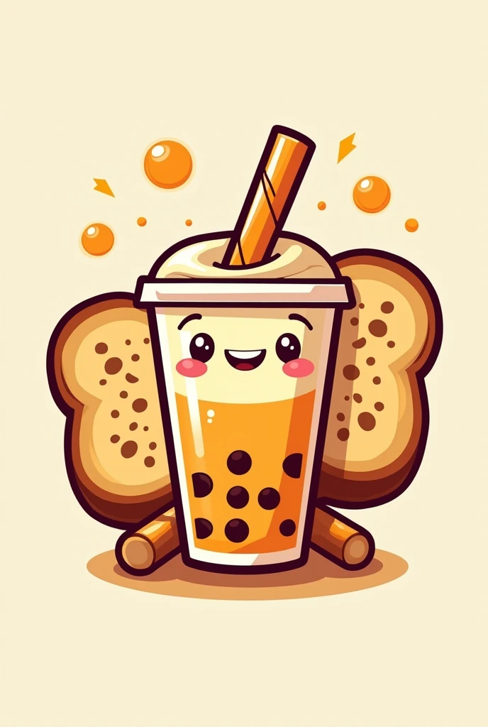 logo about bubble tea with bread