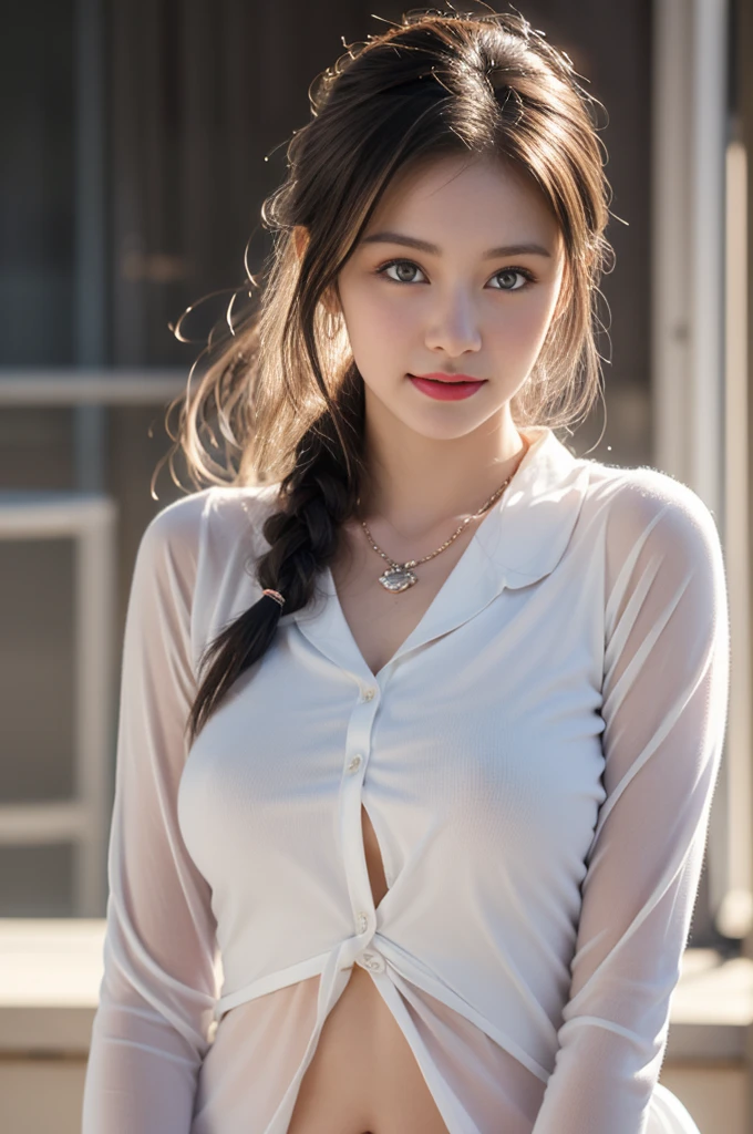 1 beautiful girl in Hanfu, ((very thin and soft white silk shirt)), platinum purple long ponytail, Jewelry, ear jewelry, necklace and necklace, carefully painted purple big eyes, carefully made up, thin eyebrows, high nose, beautiful red lips, no smile, pursed lips, rosy cheeks, wide chest, big breasts, well-proportioned breasts, slim waist, well-proportioned buttocks, black fishnet stockings, Chinese Hanfu style, fictional art pattern, full of bright and realistic colors, RAW photo, realistic photo, 8k ultra-high quality surreal photo, (magic light effect effect: 1.8), 10x pixels, magic effect (Background): 1.8), super detailed eyes, full body portrait of the girl, standing in the rain, wet clothes hugging the body, revealing beautiful curves, dynamic posture, 1 Girl, Beautiful, Baby Face, 20 Years Old, White Skin, Pose, Big Breast, (The Front of The Blouse is Open:1.3), Grey Eye, Muscles:1.3, Outdoor, Bokeh:1.1, Drill Hair, Tied Hair, ((Coloured Hair)), Open Mouth, (top quality、8k、masterpiece:1.3))、30-year-old Korean woman,sharp focus, High level of image quality, high resolution,facial focus,Portrait ID photo,Upper body photo。Draw lips correctly, red lipstick,wear white shirt,red bow tie,Green suit。wavy long hair,hair tied up,ponytail,Mature,charming smile,Pink warm color background,solid color background, masterpiece,best quality,high resolution,8k,Focus on the thighs and above,RAW photos,digital photography,(Sci-fi style female family),20 year old girl,Long ponytail hairstyle,through bangs,(purple eyes),(white hair),plump breasts,felling,Elegant and noble,Serious and indifferent,Open white coat,Black camisole bra,Rich details,shut your mouth,show your belly button,intricate ornaments,Cyberpunk futuristic style,(female scholar),photo poses,White background,oc render reflection texture, (ultra realistic 8k CG:1.2),perfect artwork,delicate pattern,intricate detail, (unparalleled masterpiece,best quality:1.2),(extremely intricate:1.2),a woman in a red and gold dre