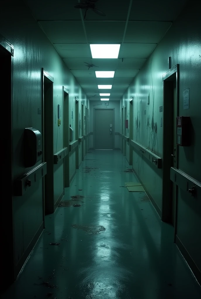 A hospital night horror corridor
