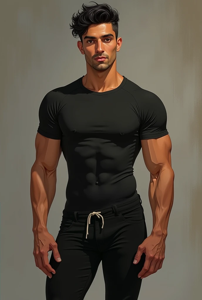 Gabriel tall man, with 1,85m, has well-defined muscles due to years of dancing and a natural charm. Her skin is brown, the hair is short and wavy, black in color, and his eyes are brown, always expressing intensity and passion. Your clothes are simple, but functional, suitable for your busy life as a dance instructor.