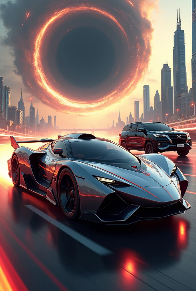 Bullet of the Dubai race bullet and black scorpio and black Fortuner and black hole
