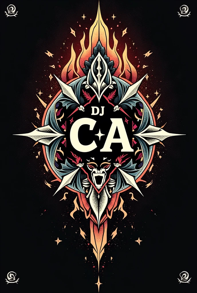 Album cover in the shape of a tattoo With the name Dj CA highlighted in the middle of the cover
