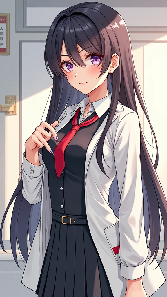 A girl masturbates a penis with her semen-covered feet while wearing a uniform and seeing her pussy, intricate details, highly detailed, photorealistic, 8K, masterpiece, ultra-detailed, photo-realistic, extremely detailed, realistic, HDR, UHD, vivid colors, studio lighting, physically-based rendering, professional, sexual, erotic, feet fetish, uniform, pussy, masturbation