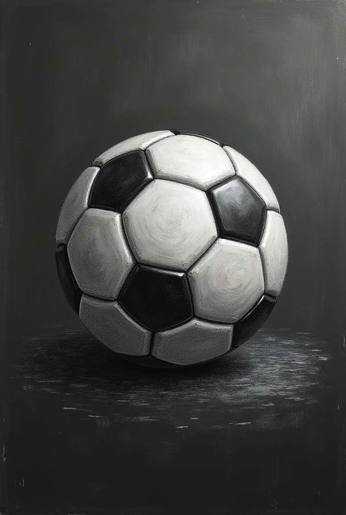 Blackboard drawing a soccer ball with pencil and paper