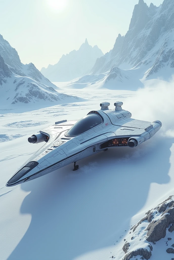 Snow World, Combat spaceship jet, sci-fi, futuristic