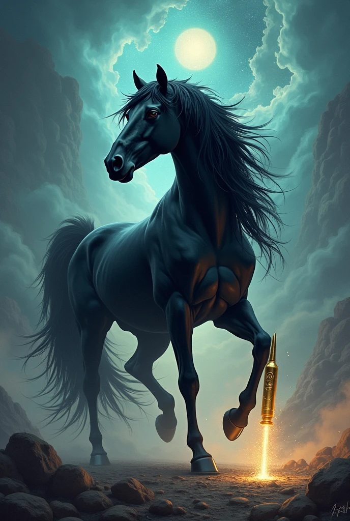 Bullet and black hourse