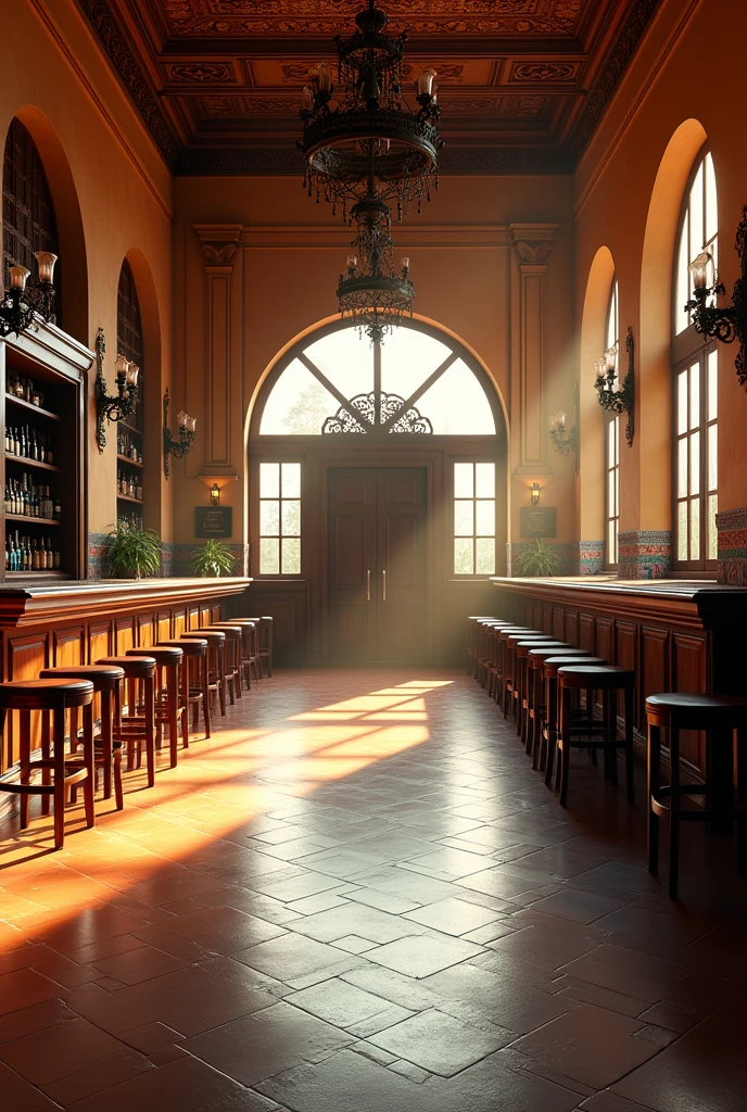 empty interior of large Latin American bar