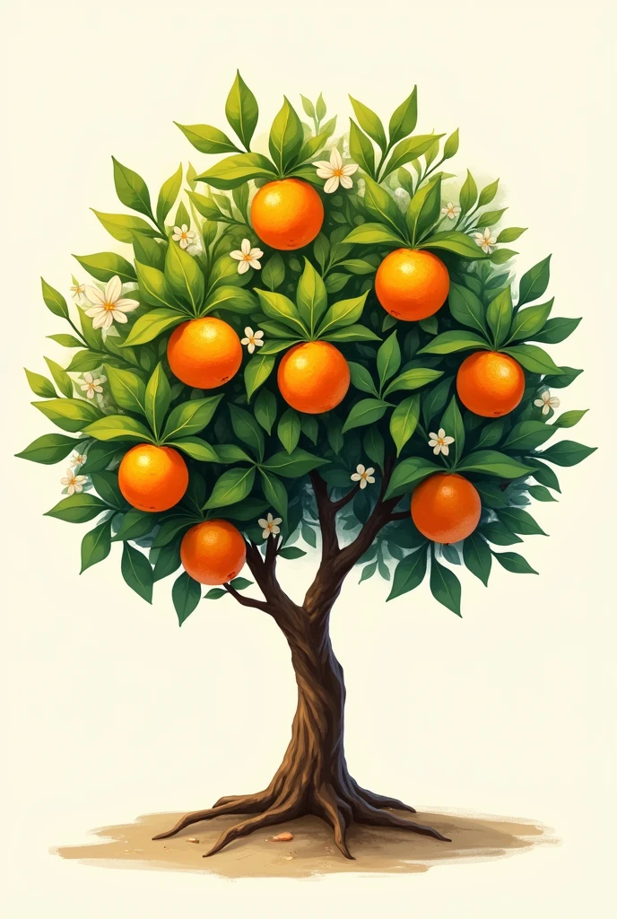 A small hand-painted orange tree without background
