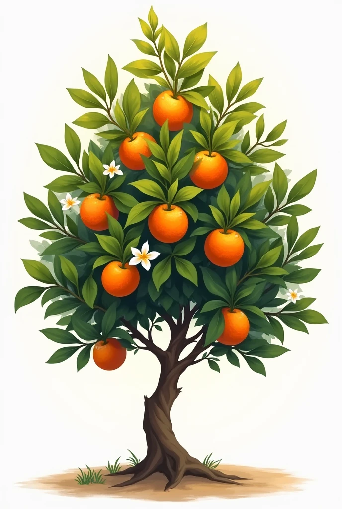 A small hand-painted orange tree without background