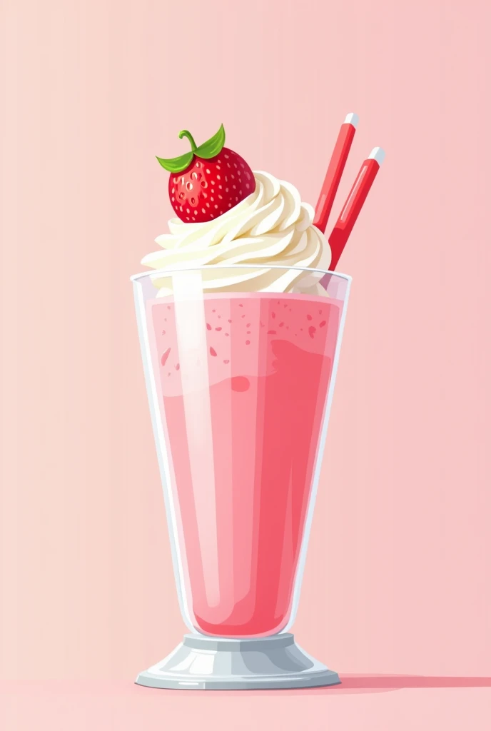Flat vector illustration of a strawberry milkshake