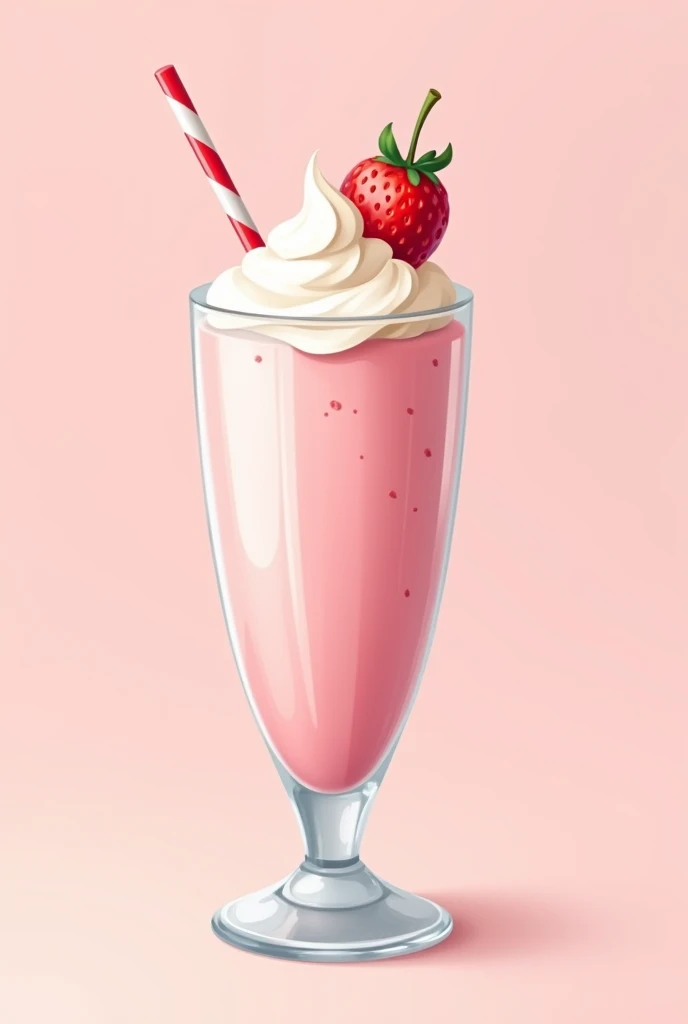 Flat vector illustration of a strawberry milkshake