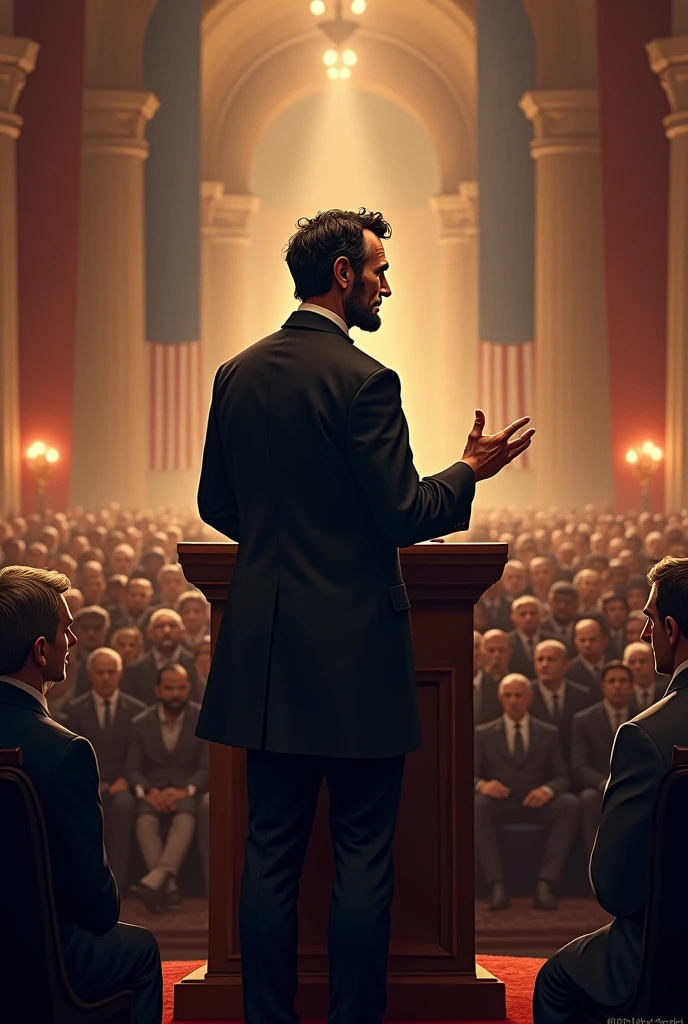 President Lincoln giving a speech