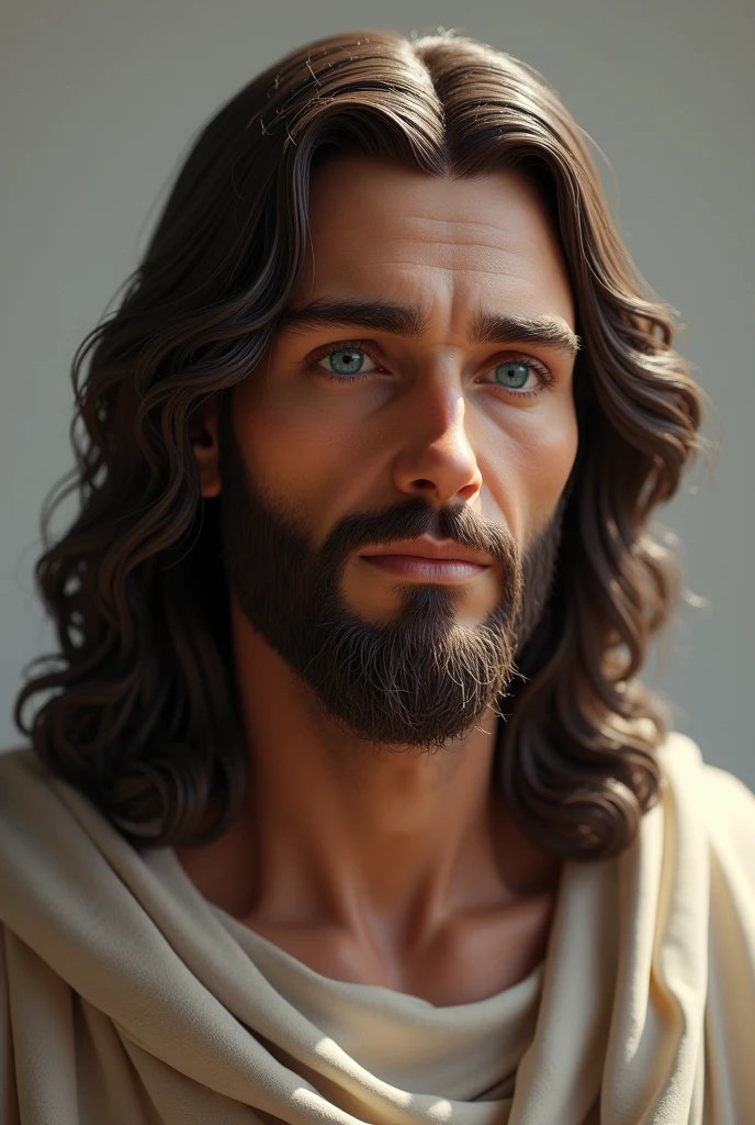 Jesus with blue eyes in 3D