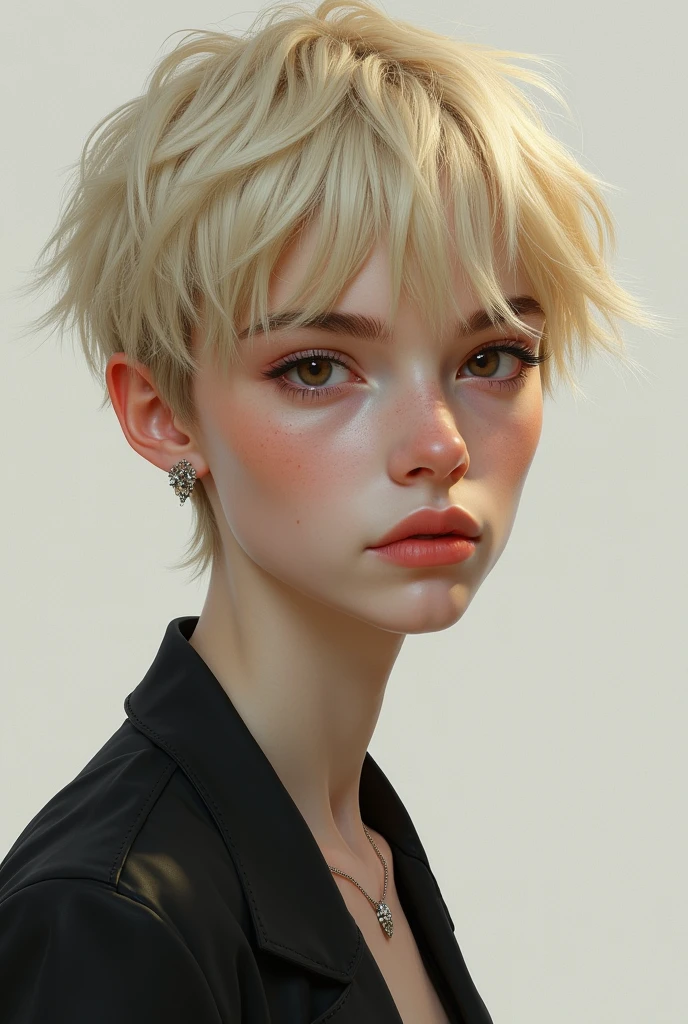 a 20 yo woman, blonde, (hi-top fade:1.3), dark theme, soothing tones, muted colors, high contrast, (natural skin texture, hyperrealism, soft light, sharp)
