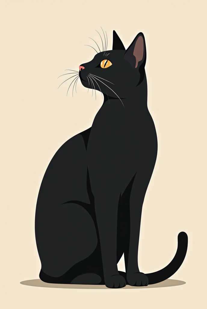 Flat vector illustration of an elegant black cat