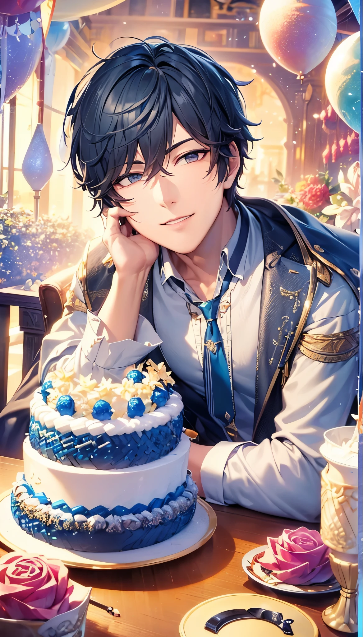 a handsome guy、Serious expression、Cool and beautiful face、Highly Detailed CG Unity 8K Wallpaper, (super masterpiece, Beautiful person, well detailed face polluted smile, It's photorealistic, Hyperrealistic)Cool and handsome face