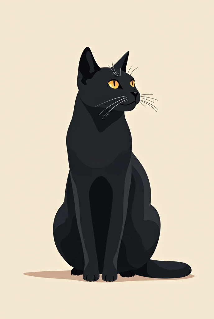 Flat vector illustration of an elegant black cat