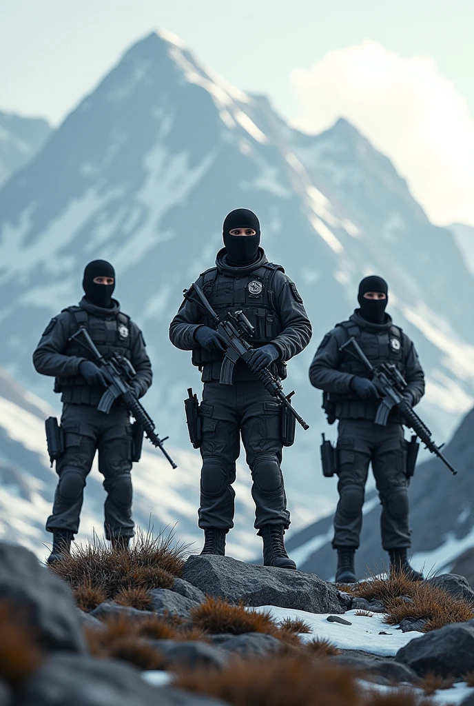  3 MASKELİ ASKER DAG MANZARASİNDA  